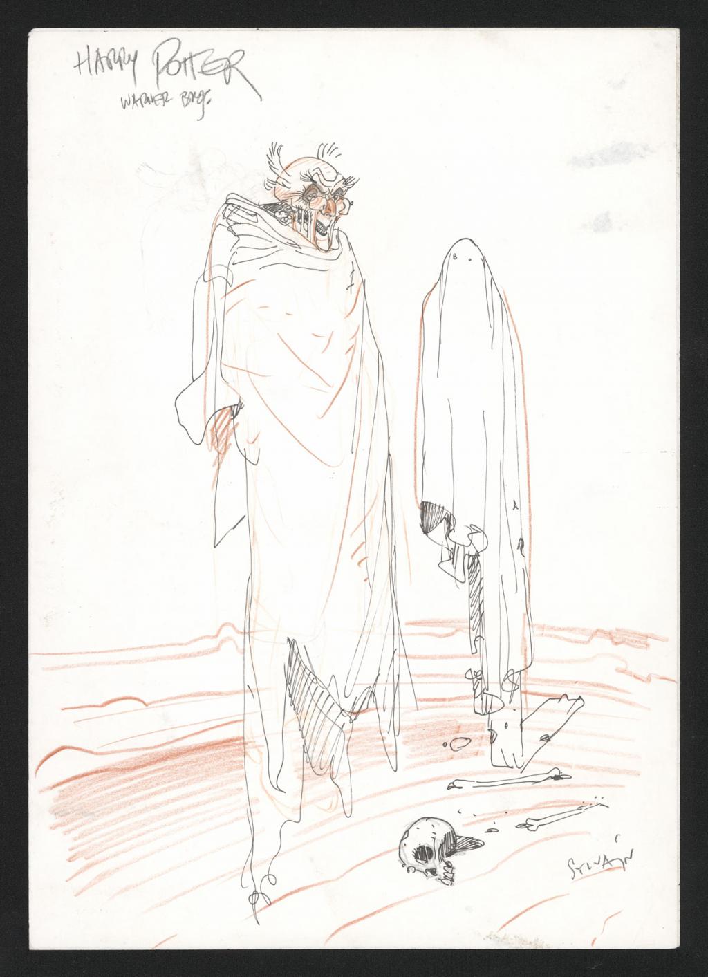 Concept art recto verso pour le film Harry Potter " The Goblet of Fire ". Sylvain despretz a été le premier a faire des designs pour Harry Potter - Sylvain Despretz - Technique mixte sur papier - 5093