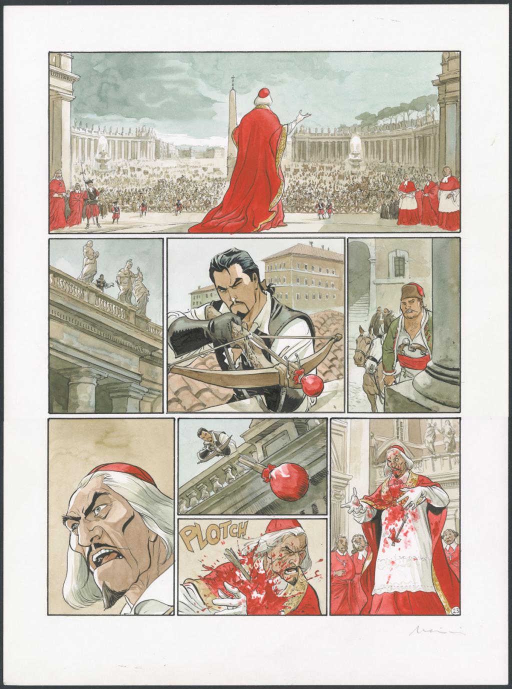 Planche originale n*23 - Enrico Marini - Encre de couleur et encre de Chine sur papier - 5815