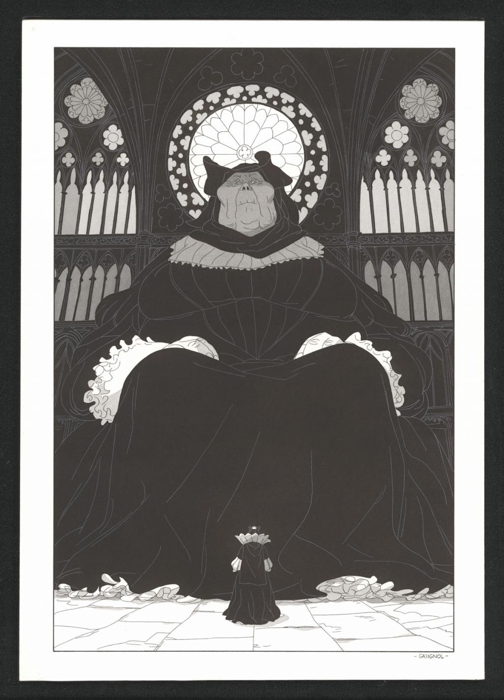 Planche originale accompagnée de sa première étape au crayon - Bertrand Gatignol - Encres noires et aquarelle sur papier - 6549