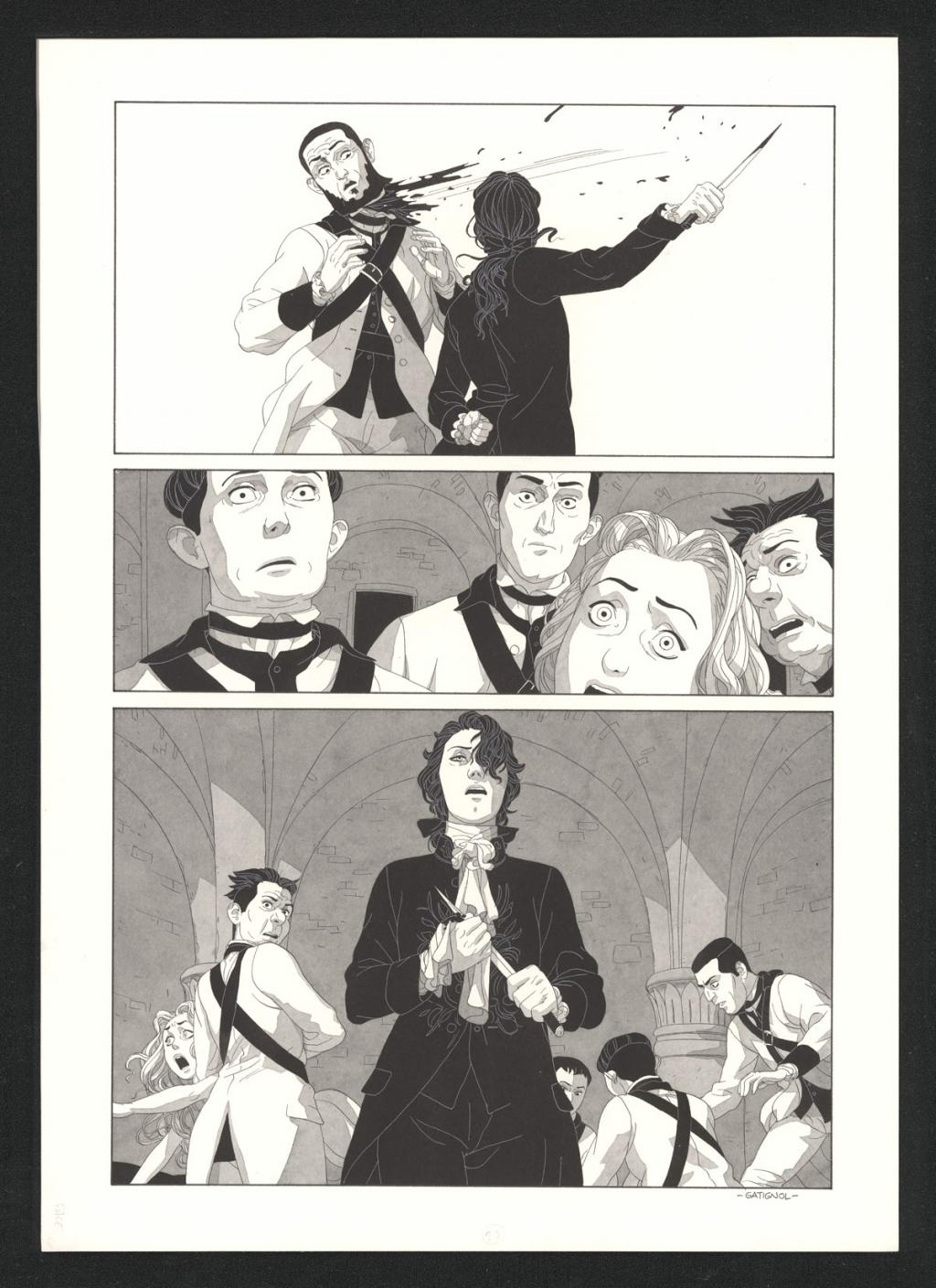 Planche originale - Bertrand Gatignol - Encres noires et aquarelle sur papier - 6163