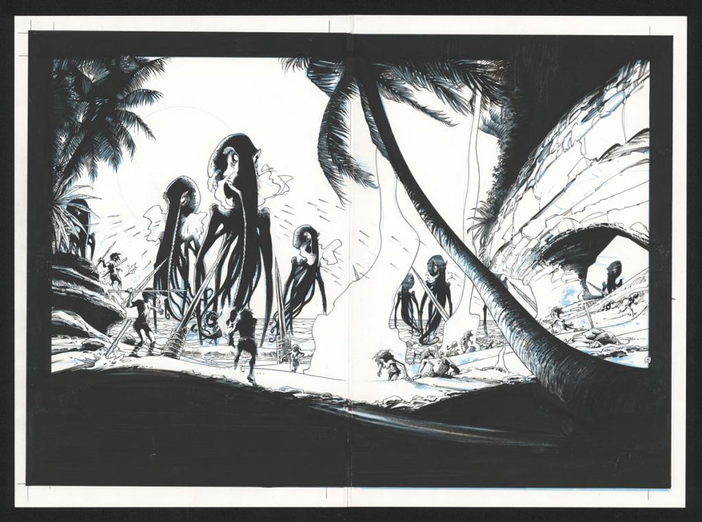 Double planche originale n°46 et 47 - Olivier Vatine - Encre de Chine sur papier - 31