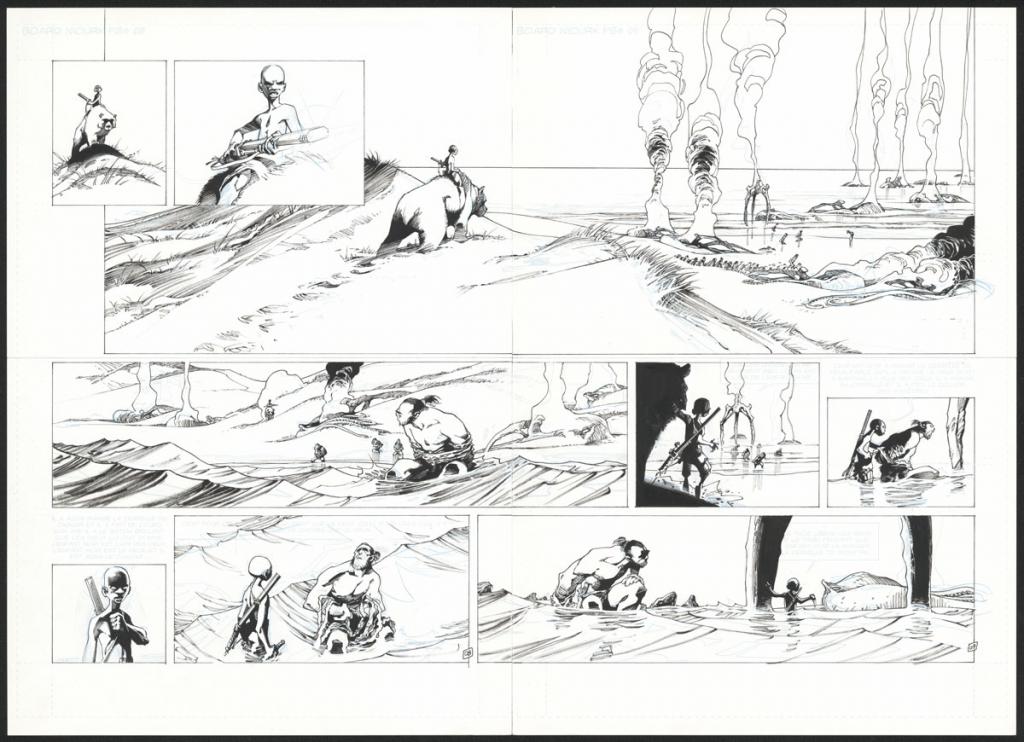 Double planche originale 8, 9 - Olivier Vatine - Encre de Chine sur papier - 30