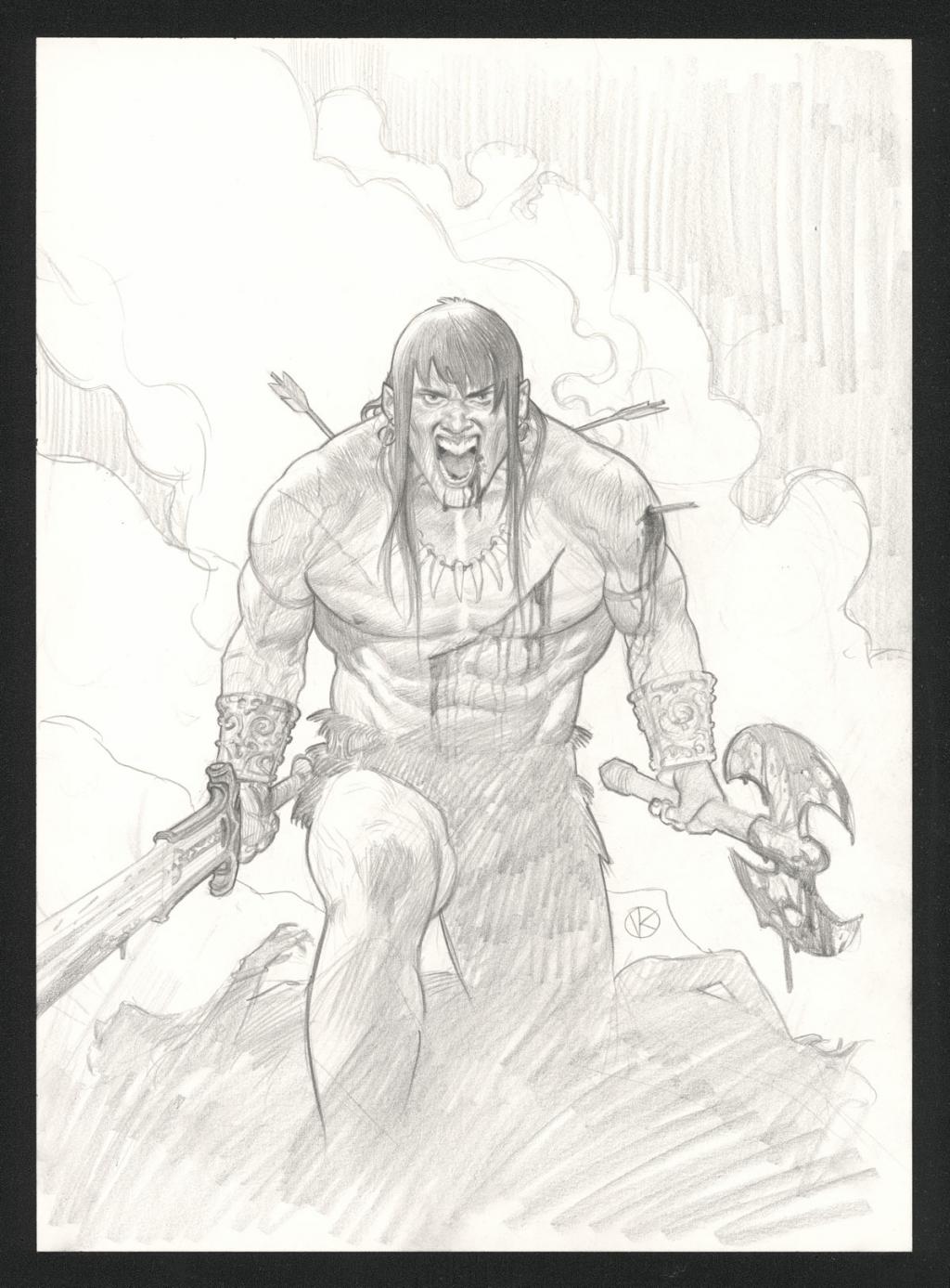 Illustration originale publié dans le Conan de Didier Cassegrain - Viktor Kalvachev - Mine de plomb sur papier - 6065