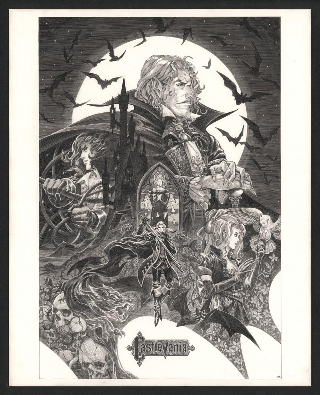 Illustration originale d'après le jeux vidéo "Castlevania" intitulée " Symphony of the Night" - Nicolas Delort - Carte à gratter - 5126