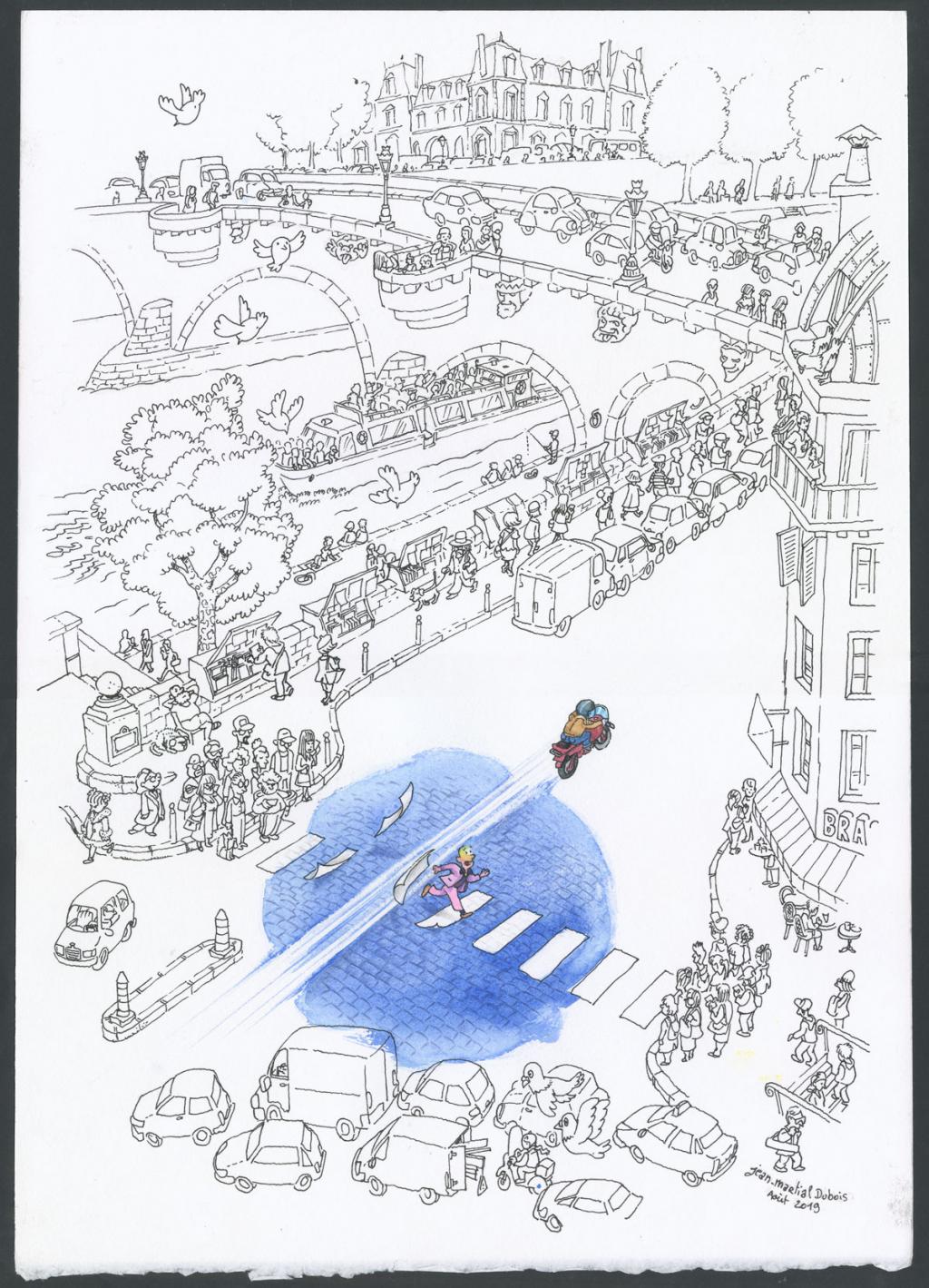 Illustration originale - Jean-Martial Dubois - Encre de Chine et aquarelle sur papier - 5188