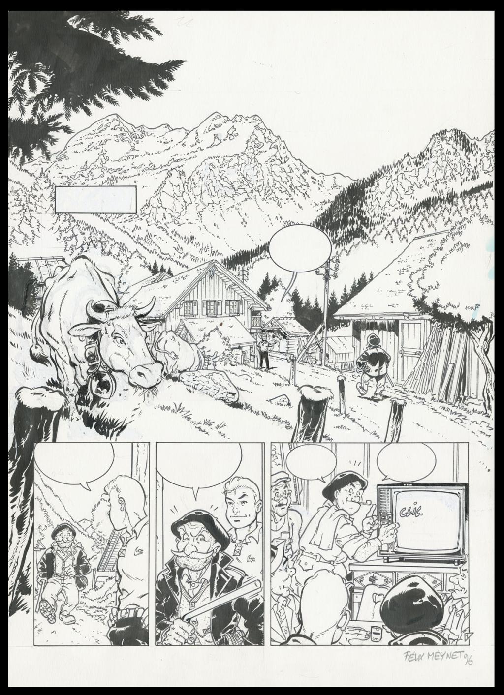 Planche originale n°1
avec sa mise en couleur - Félix Meynet - Encre de Chine sur papier - 5154