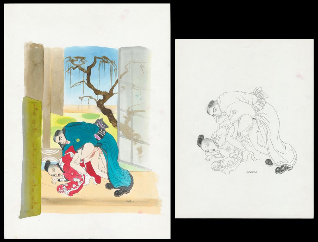 Illustration originale avec son crayonné - Silvio Cadelo - Encre de couleur et acrylique sur papier - 6658