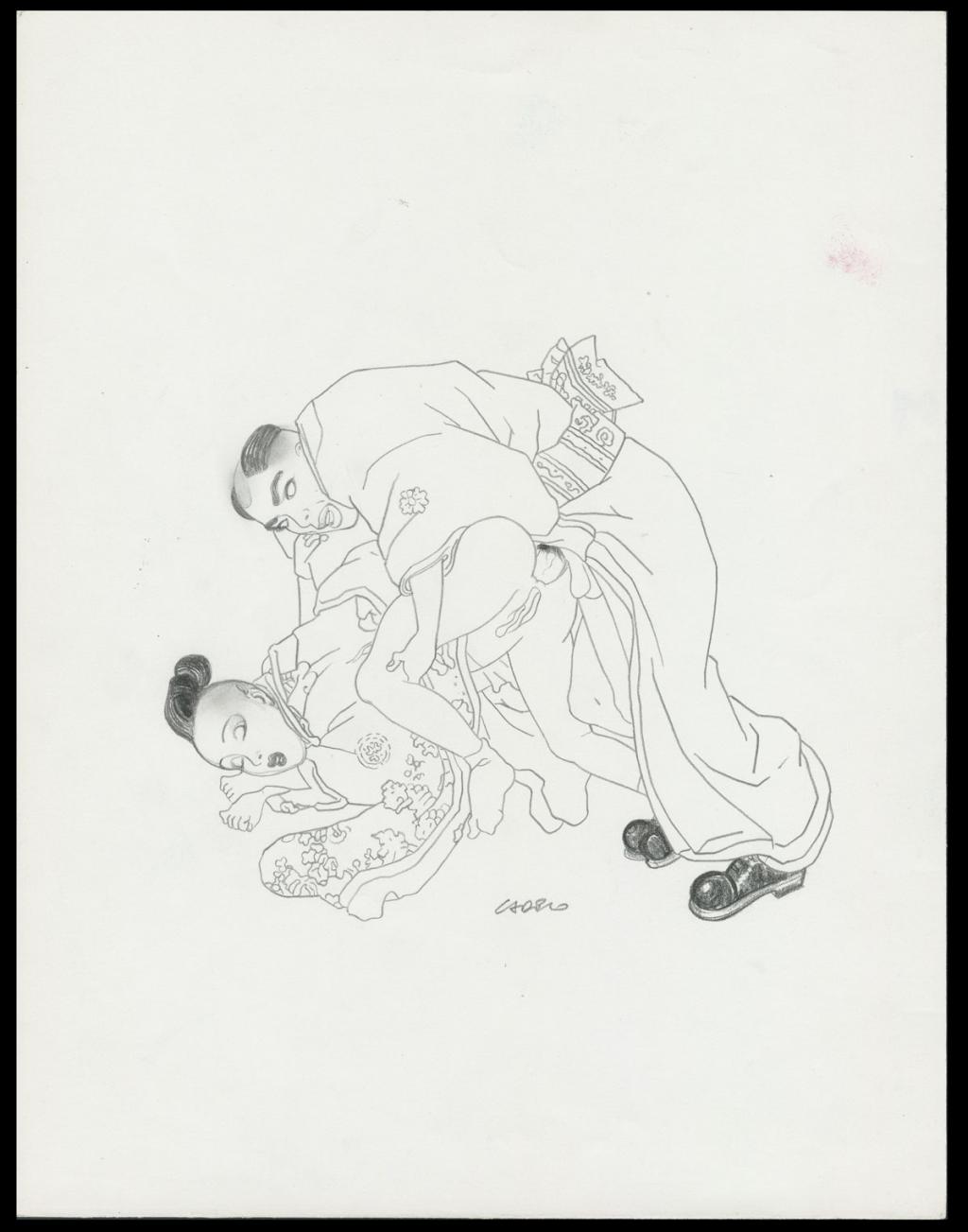 Illustration originale avec son crayonné - Silvio Cadelo - Encre de couleur et acrylique sur papier - 6658