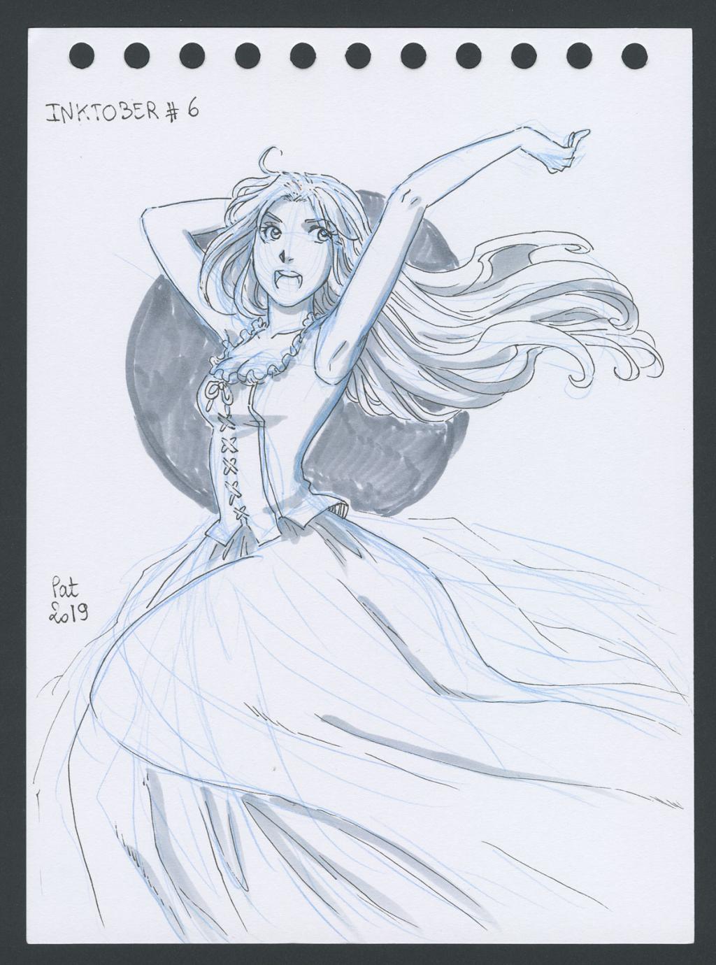 Illustration originale - Patricia  Lyfoung  - Colerase, carbon pen, feutre noir, feutre alcool - 4527