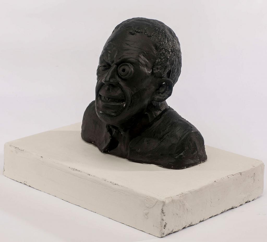 Les Aiguilleurs, bronze sur demande - Jean-Marc Rochette - Peinture à l'huile sur terre crue, socle en ciment - 4529