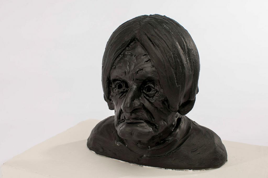 Les Aiguilleurs, bronze sur demande - Jean-Marc Rochette - Peinture à l'huile sur terre crue, socle en ciment - 4520