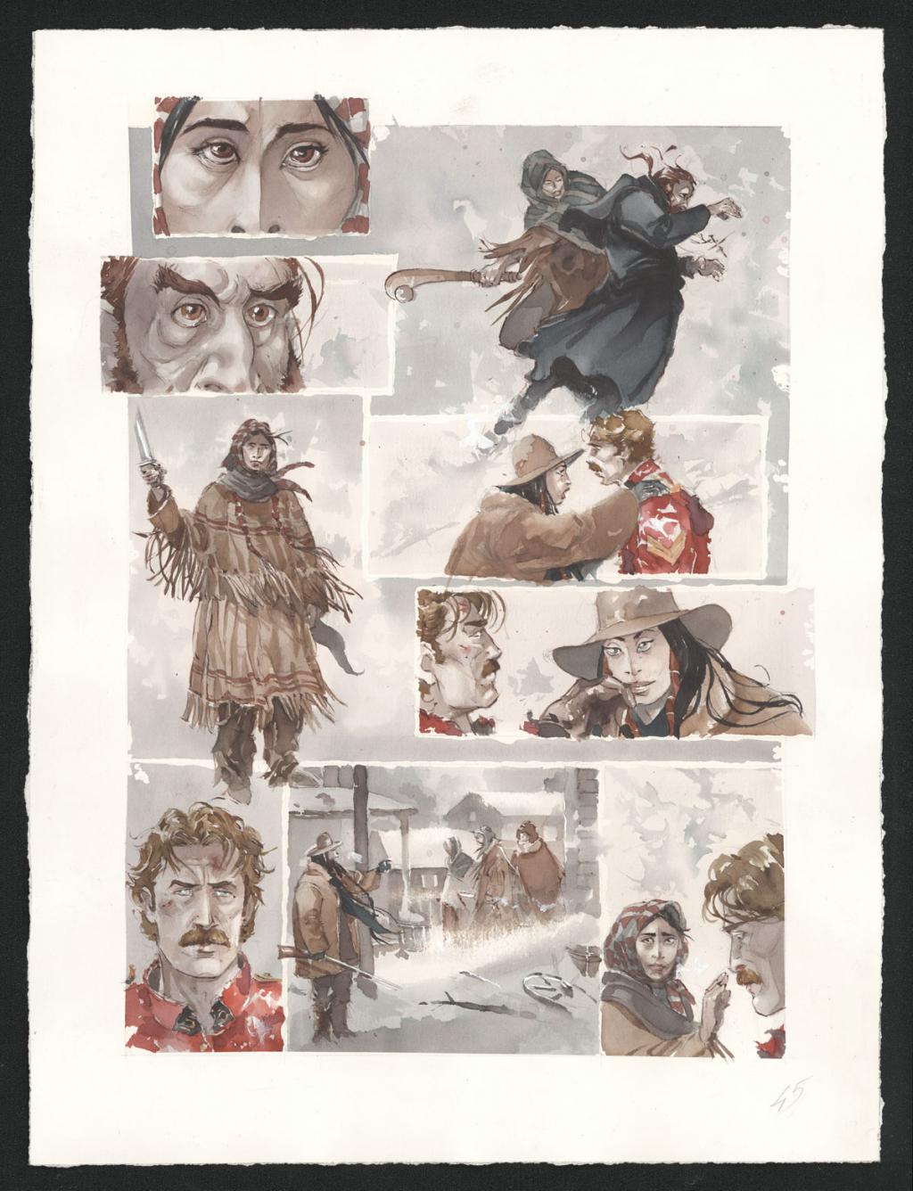 Planche originale n°45 - Sergio Tisselli - Aquarelle et encre de couleur sur papier - 4907