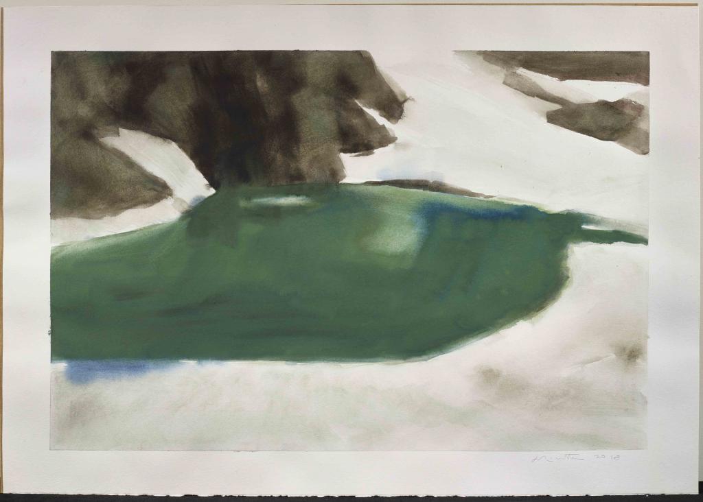 Lac des Bèches, illustration originale réalisée en 2018 - Jean-Marc Rochette - Aquarelle et encre de Chine sur papier - 4519