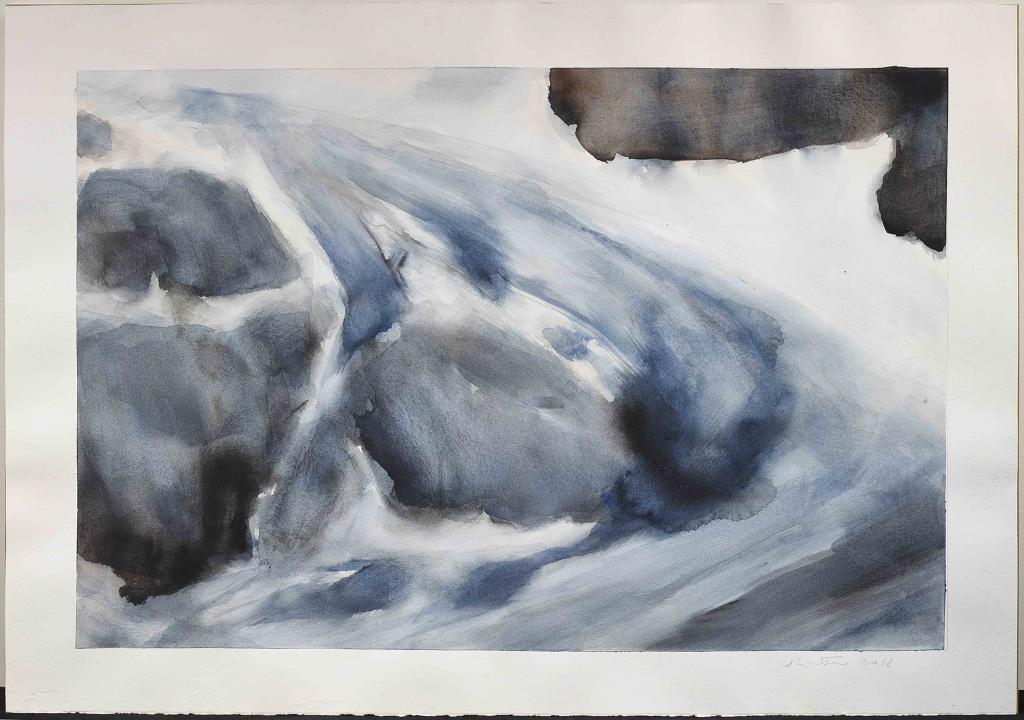 Glacier de la Pilatte, peinture réalisée en 2018 - Jean-Marc Rochette - Aquarelle et encre de Chine sur papier - 4518