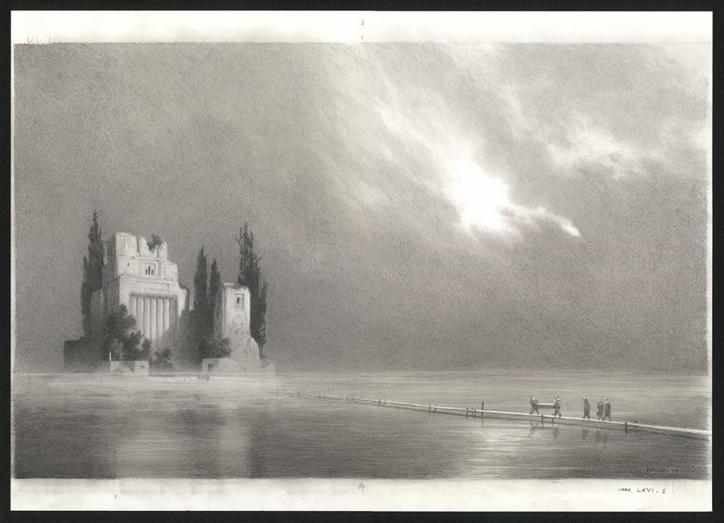 L'île, illustration originale, 2019 - Paul & Gaëtan Brizzi - Crayon de cire sur papier - 6480