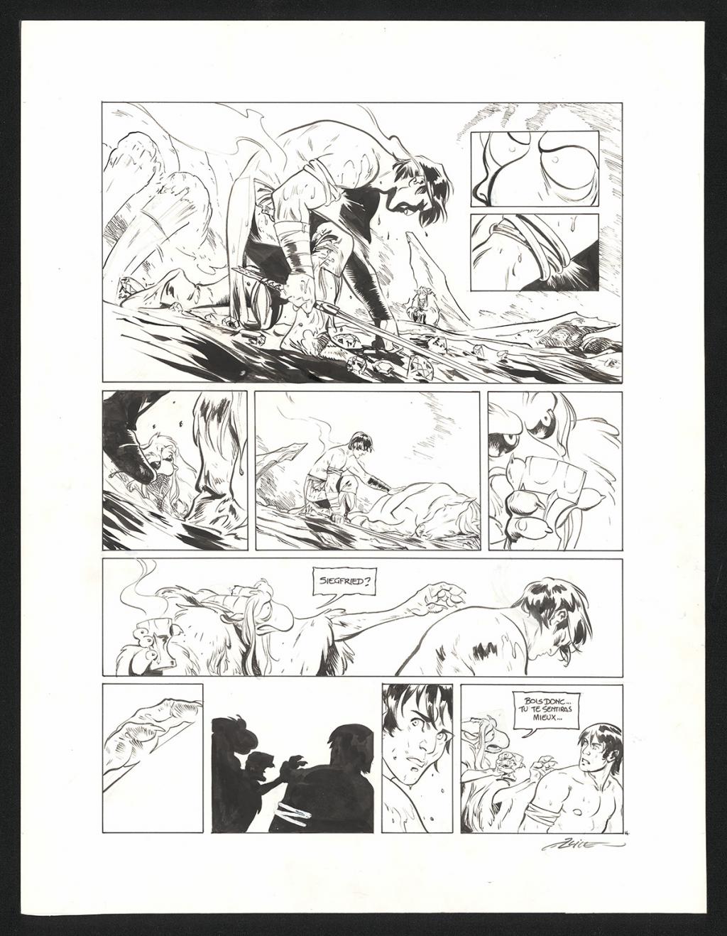 Planche originale n°44 accompagnée de sa mise en couleur (aux encres de couleur) - Alex Alice - Encre de Chine sur papier - 5115