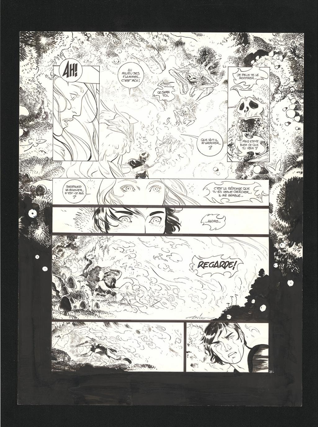 Planche originale n°35, accompagnée de sa mise en couleur (aux encres de couleur) - Alex Alice - Encre de Chine sur papier - 5113