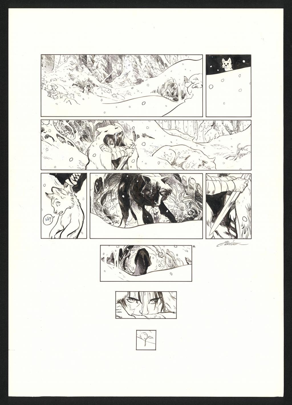 Planche originale n°38, accompagnée de sa mise en couleur (aux encres de couleur) - Alex Alice - Encre de Chine sur papier - 5112