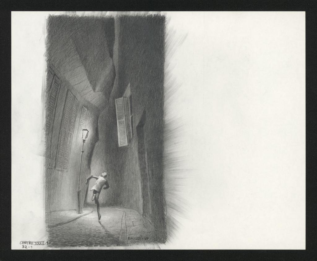 La Course éperdue de Colin, illustration originale, chapitre 32, 2019 - Paul & Gaëtan Brizzi - Crayon de cire sur papier - 6320