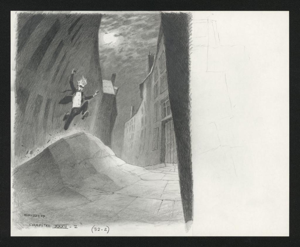 Le Trottoir se rebiffe, illustration originale,chapitre 32, 2019 - Paul & Gaëtan Brizzi - Crayon de cire sur papier - 6321