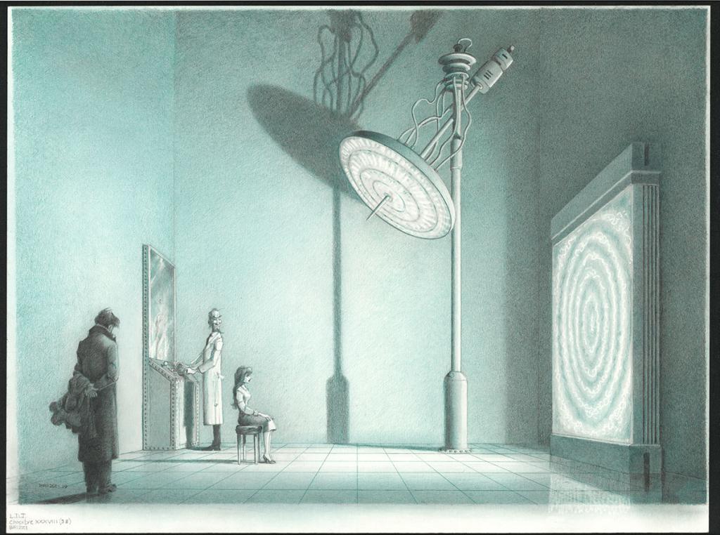 La machine science-fiction, Illustration originale, chapitre 38, 2019 - Paul & Gaëtan Brizzi - Crayon de cire sur papier - 6319