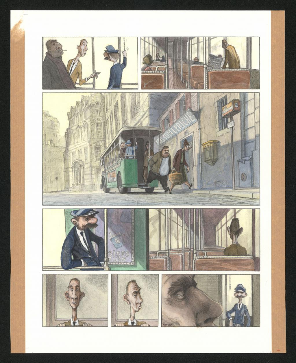 Planche originale n°2 et sa première étape noir et blanc (page 6) - Paul & Gaëtan Brizzi - Aquarelle et crayon de cire sur papier Arches - 6290