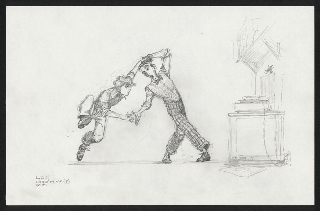 Leçon de biglemoi, illustration originale, chapitre 8, 2019 - Paul & Gaëtan Brizzi - Crayon de cire sur papier - 6360