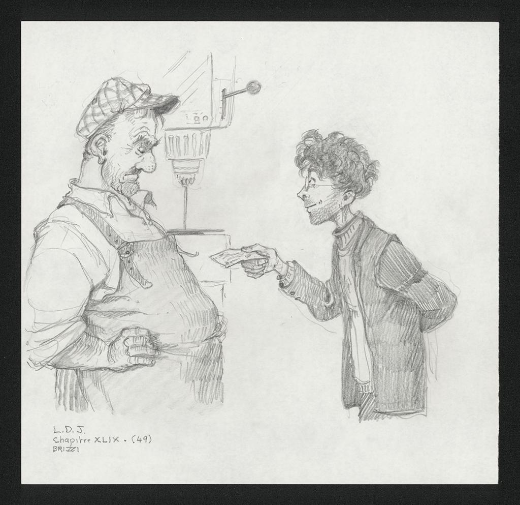 Colin et l'ouvrier, Illustration originale, chapitre 49, 2019 - Paul & Gaëtan Brizzi - Crayon de cire sur papier - 6356