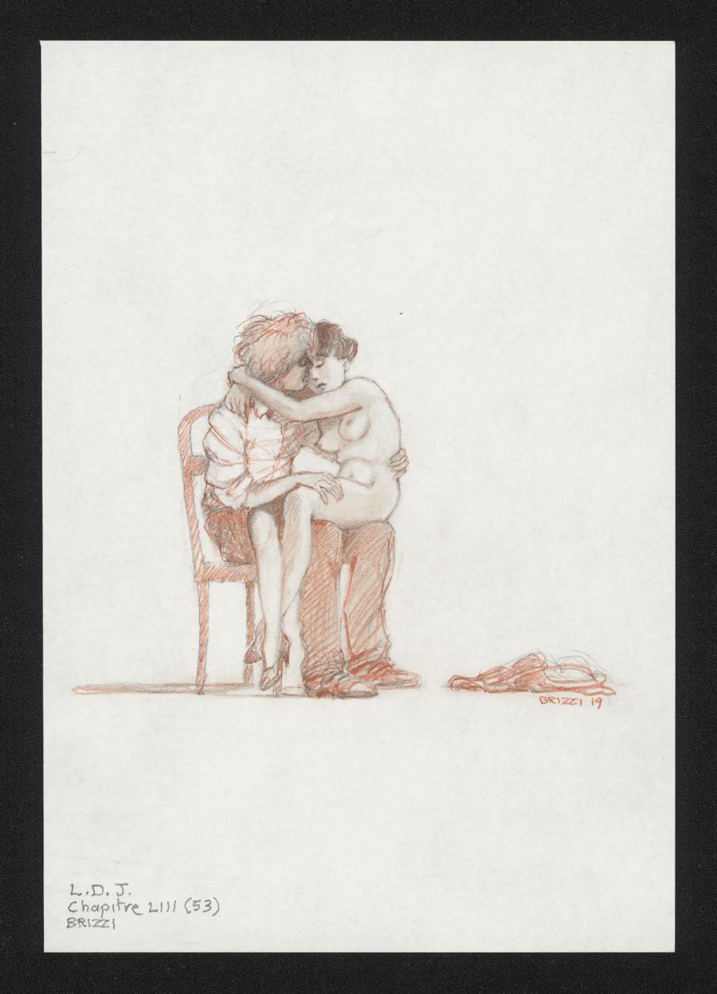 Alise nue, Illustration originale, chapitre 53, 2019 - Paul & Gaëtan Brizzi - Crayon de cire sur papier - 6347