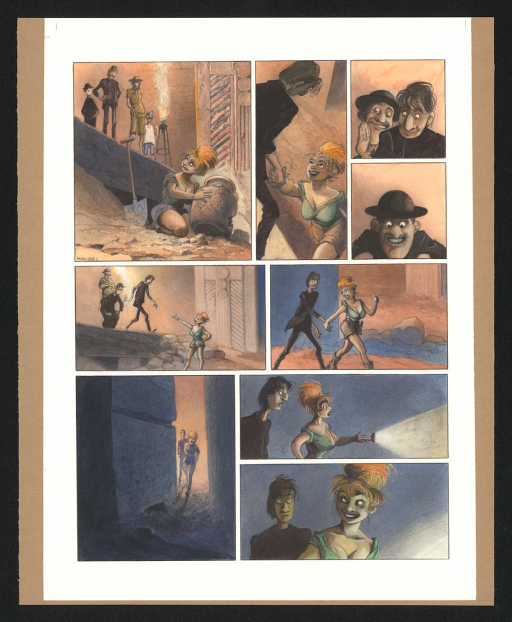 Planche originale n°73 et sa première étape en noir et blanc (page 77) - Paul & Gaëtan Brizzi - Aquarelle et crayon de cire sur papier Arches - 6336