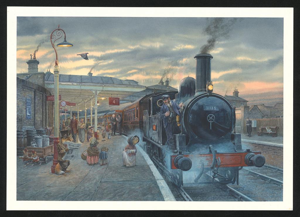 Illustration originale intitulée "The Last train" (Le Dernier train) - Christopher Dunn - Aquarelle sur papier - 5507