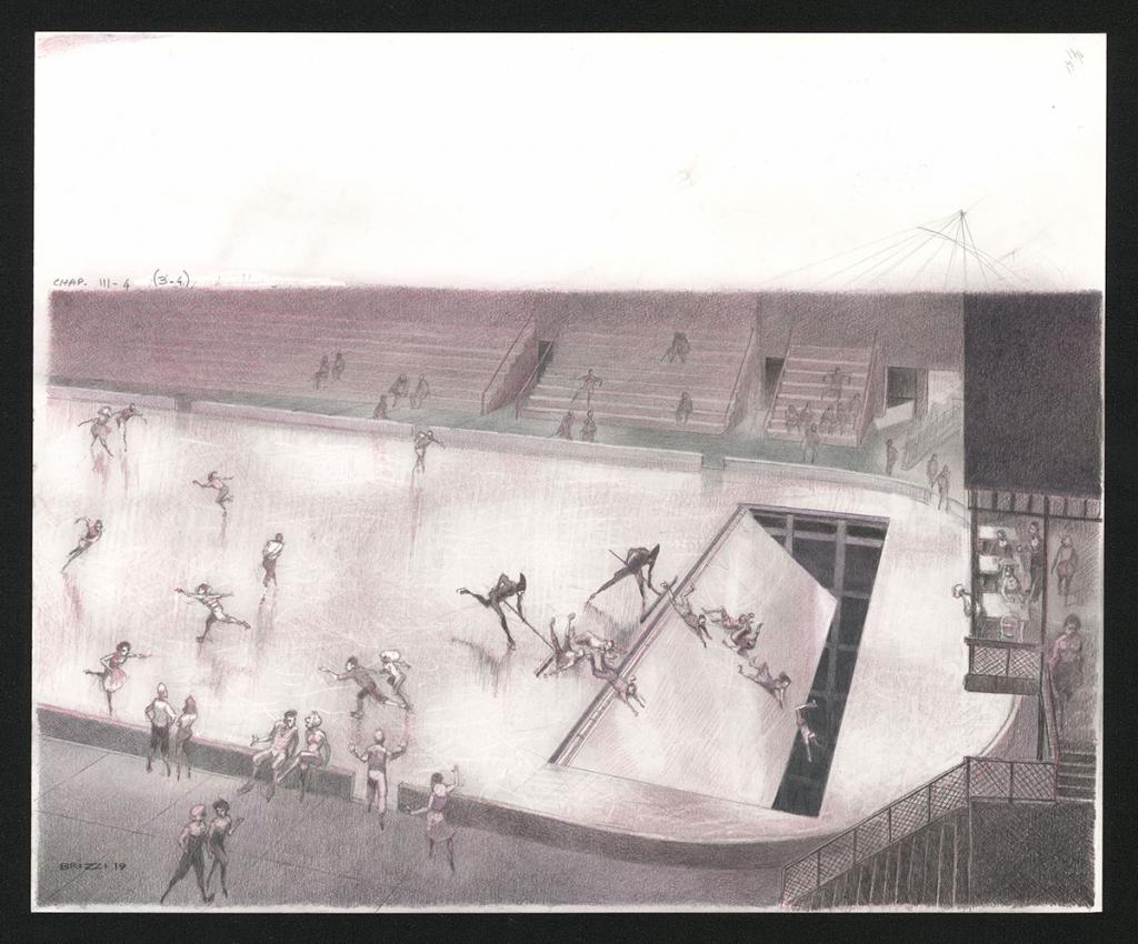 Le Trou à raclure, illustration originale, chapitre 3, 2019 - Paul & Gaëtan Brizzi - Crayon de cire sur papier - 6280