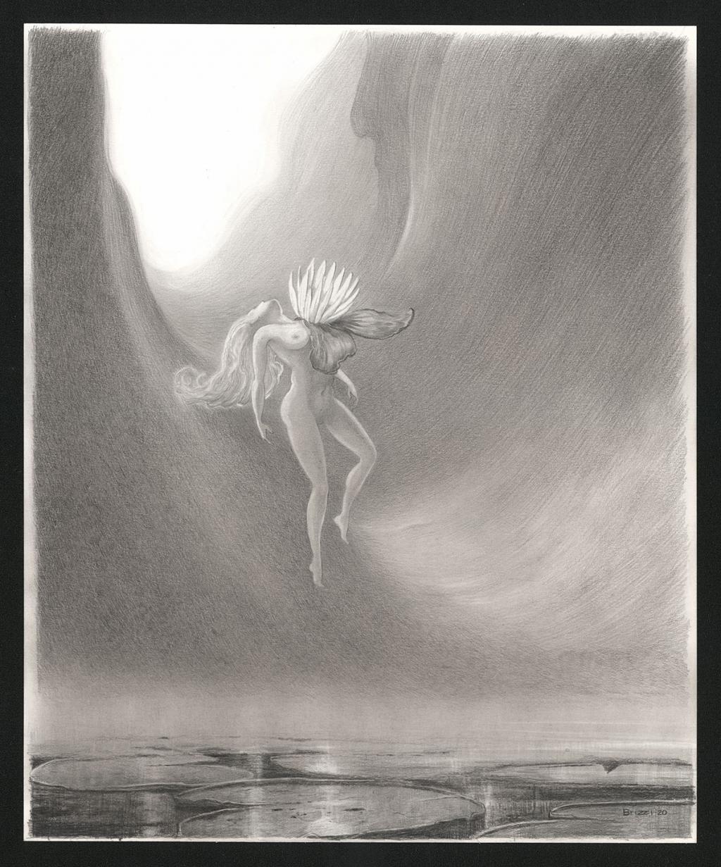 La mort de Chloé, Illustration originale inédite, 2020 - Paul & Gaëtan Brizzi - Crayon de cire sur papier - 6281