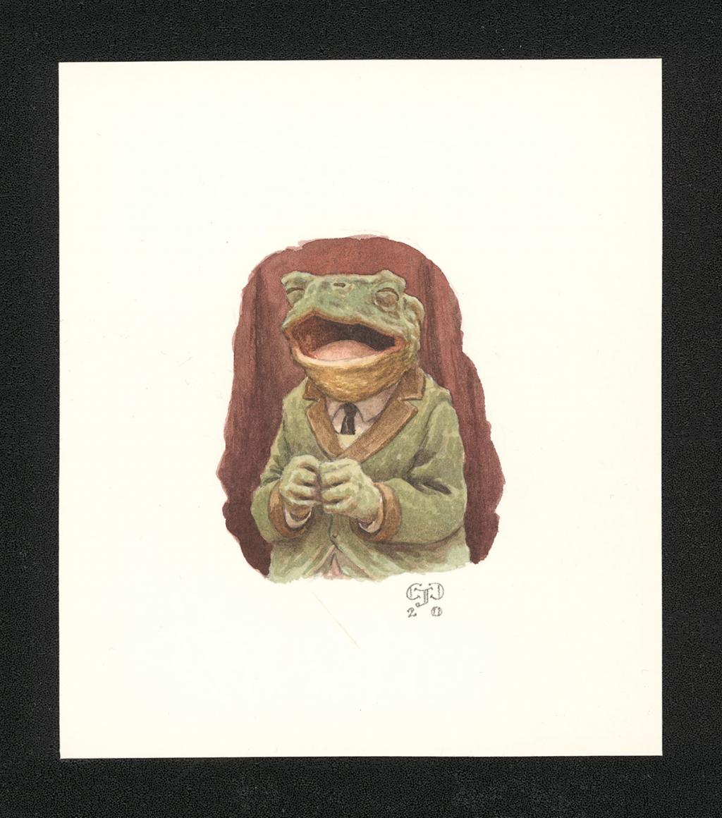 Illustration originale intitulée "Toad singing" (Crapaud chantant) - Christopher Dunn - Aquarelle sur papier - 5501