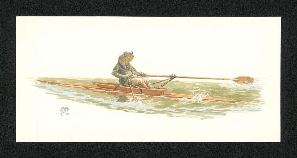 Illustration originale intitulée "Toad rowing" (Crapaud ramant) - Christopher Dunn - Aquarelle sur papier - 5502