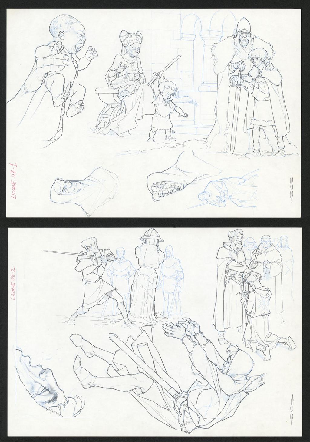 Planche originale ( strips pas dans le bon ordre ) - Guillermo Gonzalez - Mine de plomb et crayons de couleur  sur papier - 5472