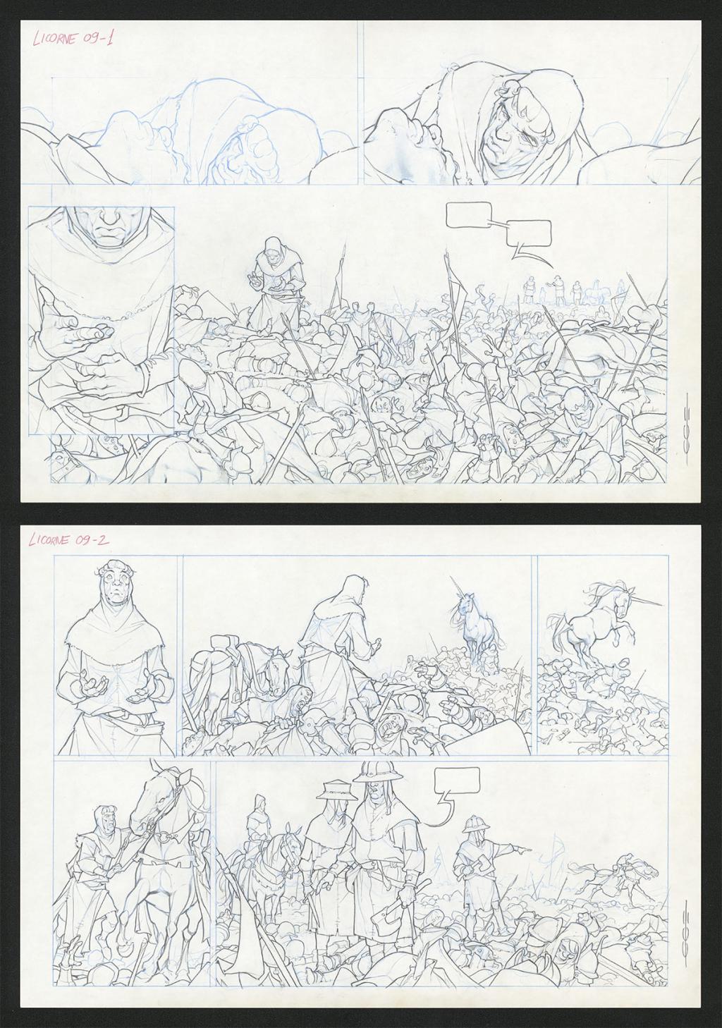 Planche originale - Guillermo Gonzalez - Mine de plomb et crayons de couleur  sur papier - 5554