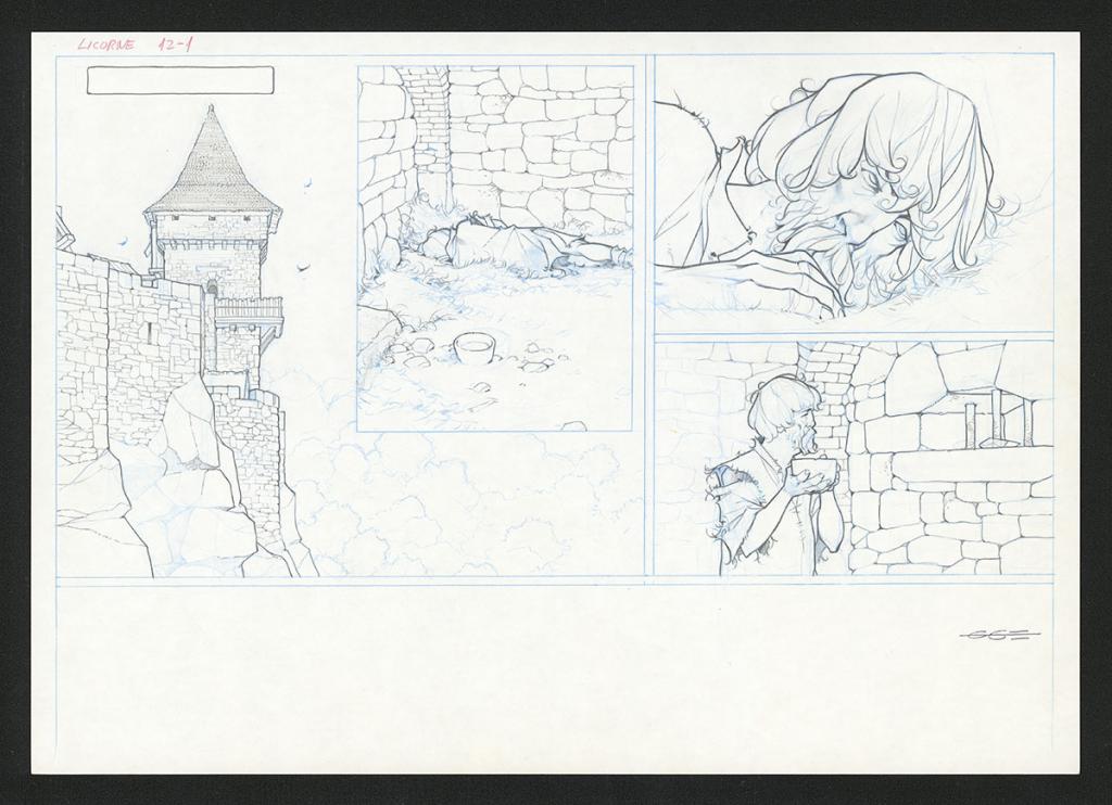 Planche originale ( strips pas dans le bon ordre ) - Guillermo Gonzalez - Mine de plomb et crayons de couleur  sur papier - 5463