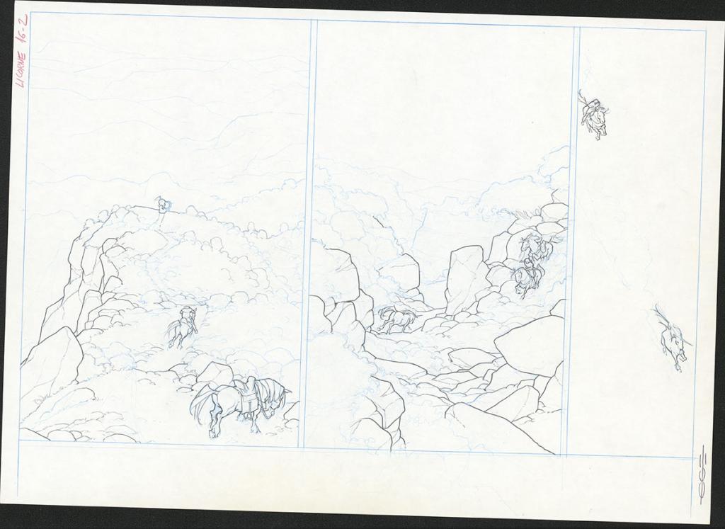 Planche originale ( strips pas dans le bon ordre ) - Guillermo Gonzalez - Mine de plomb et crayons de couleur  sur papier - 5467