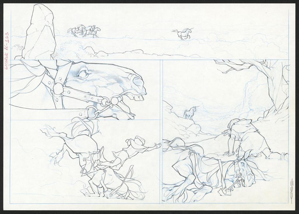 Planche originale ( strips pas dans le bon ordre ) - Guillermo Gonzalez - Mine de plomb et crayons de couleur  sur papier - 5467