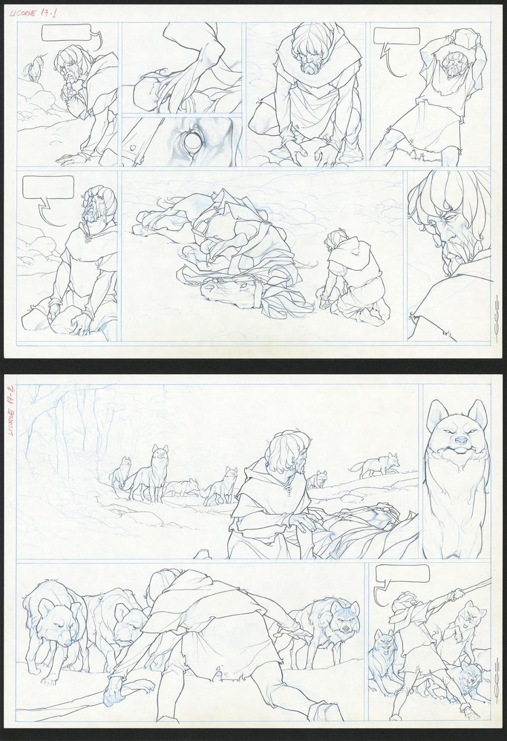 Planche originale ( strips pas dans le bon ordre ) - Guillermo Gonzalez - Mine de plomb et crayons de couleur  sur papier - 5555