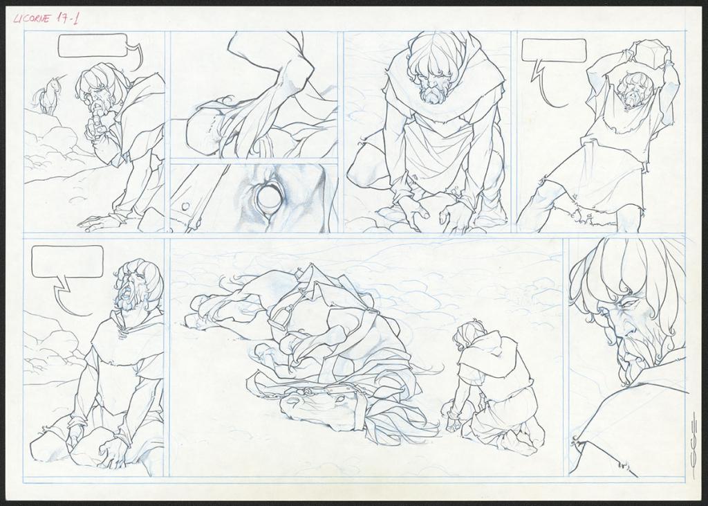 Planche originale ( strips pas dans le bon ordre ) - Guillermo Gonzalez - Mine de plomb et crayons de couleur  sur papier - 5555