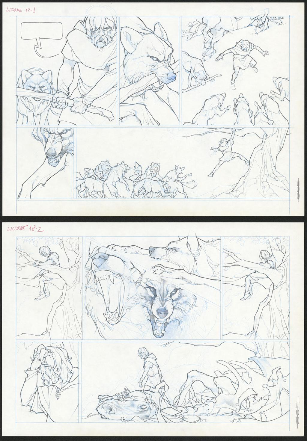 Planche originale ( strips pas dans le bon ordre ) - Guillermo Gonzalez - Mine de plomb et crayons de couleur  sur papier - 5556