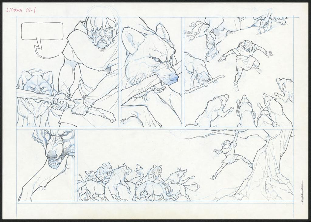 Planche originale ( strips pas dans le bon ordre ) - Guillermo Gonzalez - Mine de plomb et crayons de couleur  sur papier - 5556