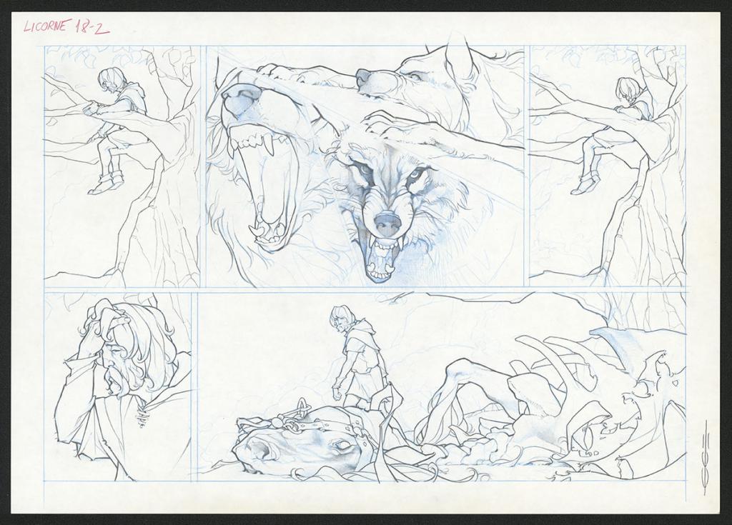 Planche originale ( strips pas dans le bon ordre ) - Guillermo Gonzalez - Mine de plomb et crayons de couleur  sur papier - 5556