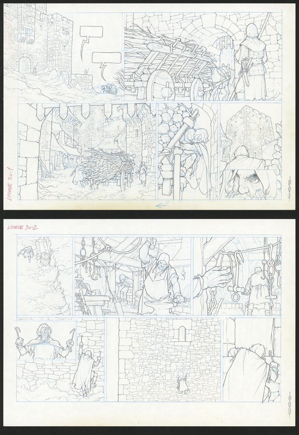 Planche originale - Guillermo Gonzalez - Mine de plomb et crayons de couleur  sur papier - 5479