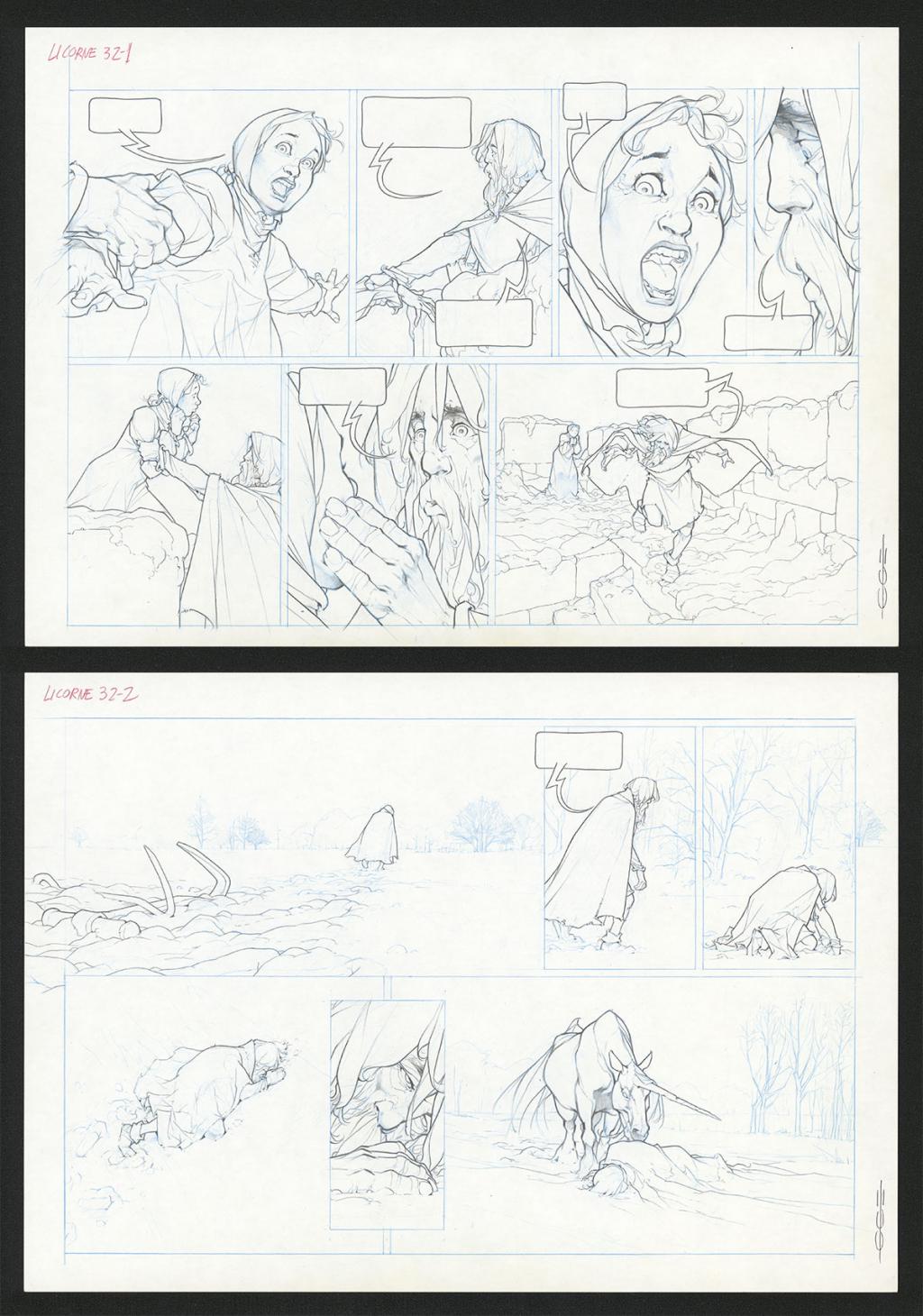 Planche originale - Guillermo Gonzalez - Mine de plomb et crayons de couleur  sur papier - 5481