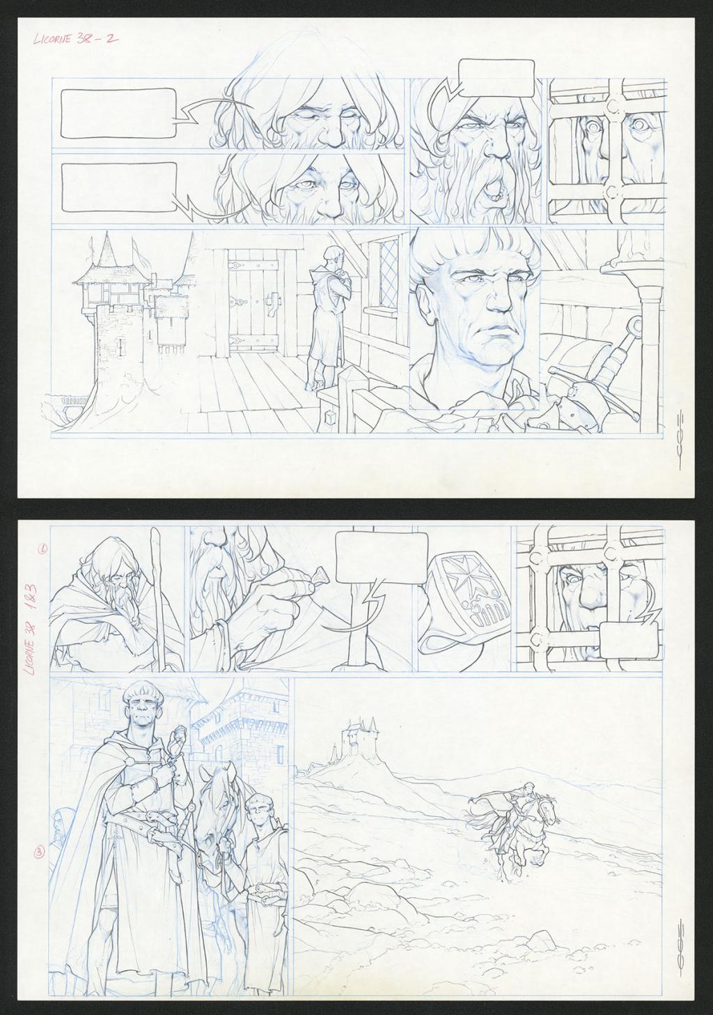 Planche originale  ( strips pas dans le bon ordre ) - Guillermo Gonzalez - Mine de plomb et crayons de couleur  sur papier - 5451