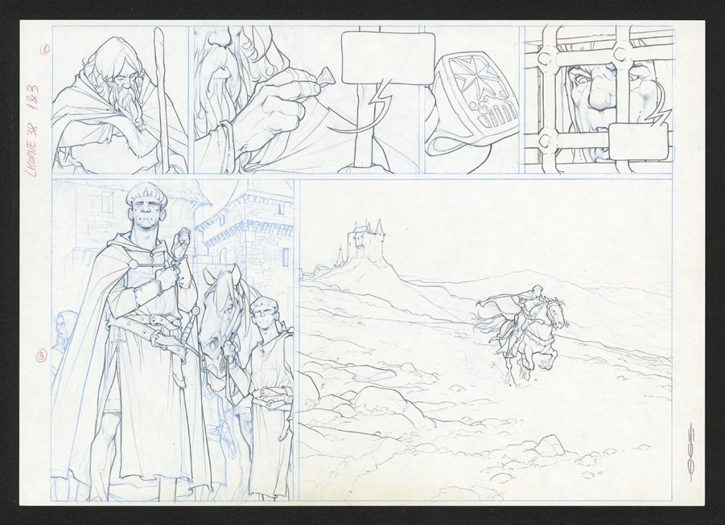 Planche originale  ( strips pas dans le bon ordre ) - Guillermo Gonzalez - Mine de plomb et crayons de couleur  sur papier - 5451