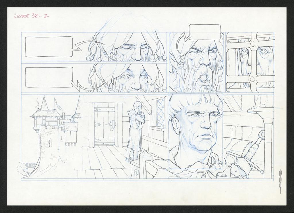 Planche originale  ( strips pas dans le bon ordre ) - Guillermo Gonzalez - Mine de plomb et crayons de couleur  sur papier - 5451